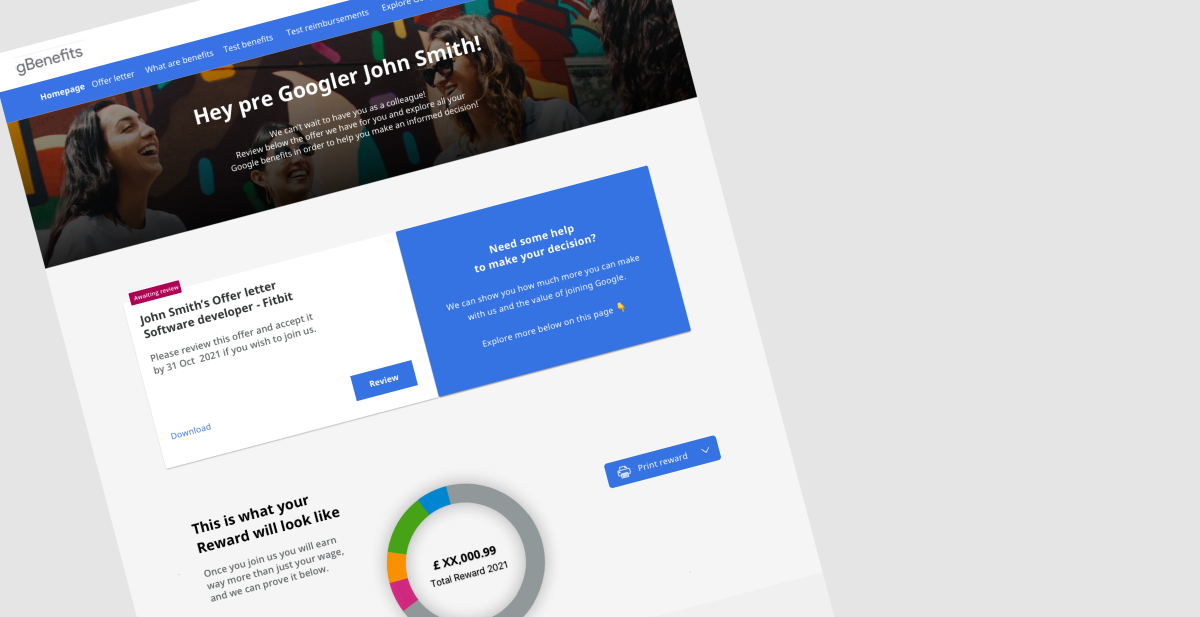 gBenefits offer letter and reward overview screen